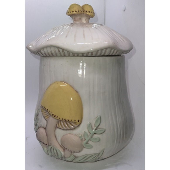 Arnels Mushroom Ceramic 11 Inch Cookie Jar / Canister Tan Mushroom Cap - Picture 3 of 15